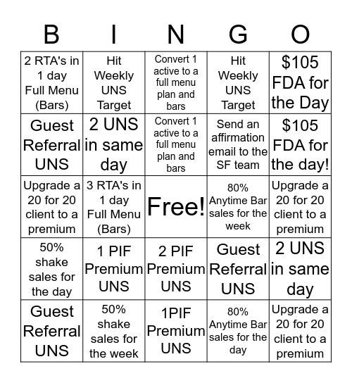 South Florida Center"s September Bingo!! Bingo Card