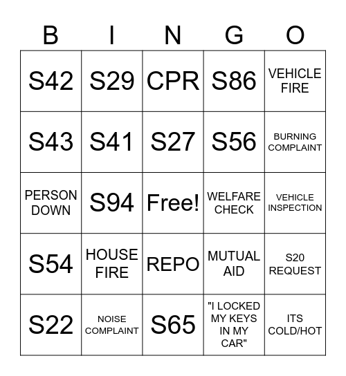 Dispatch Bingo Card