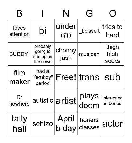 ADDISON Bingo Card
