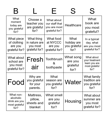Grateful Bingo Card