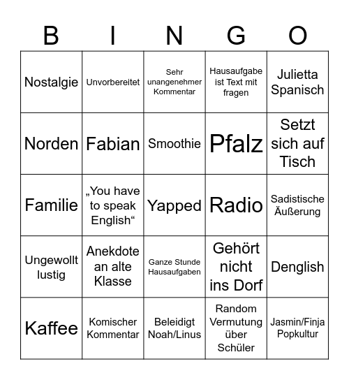 Kappler Bingo Card