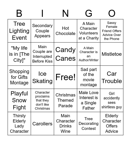 X-Mas Movie Bingo Card