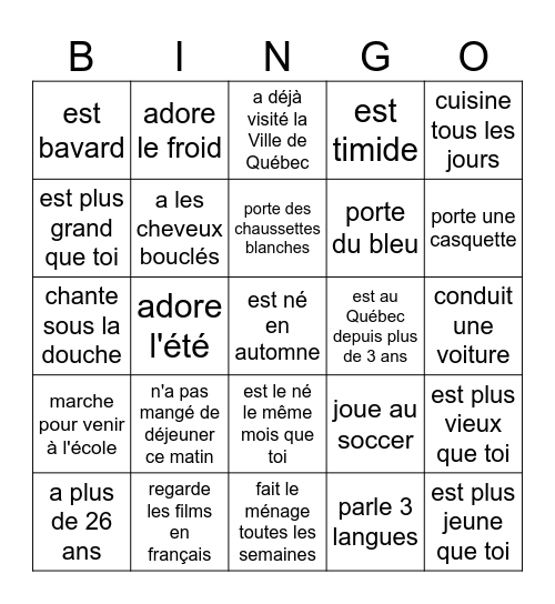 Trouve quelqu'un qui... Bingo Card