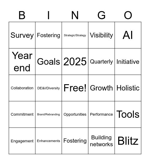 Buzz Lingo Bingo Card