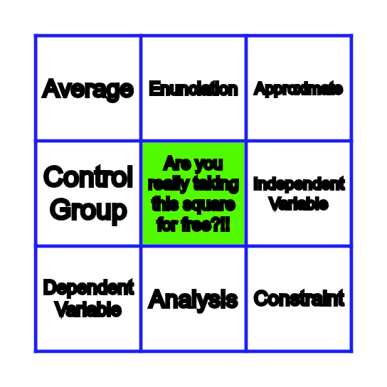 December Vocab Bingo Card