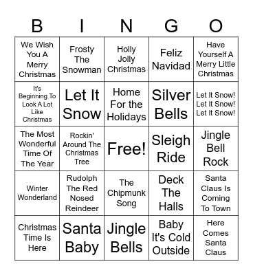 HOLIDAY MUSIC BINGO Card