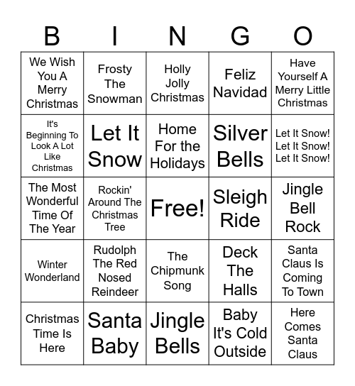 HOLIDAY MUSIC BINGO Card