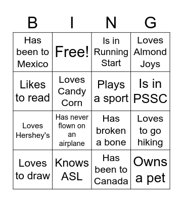 Find someone who... Bingo Card