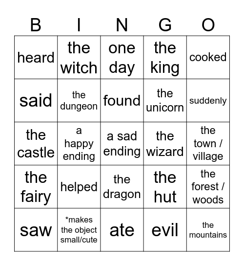 Märchen Bingo Card