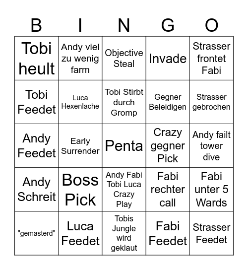 LoL Bingo Card