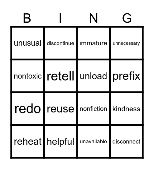New Beginnings & Happy Endings! Bingo Card