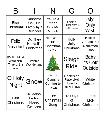 Christmas Music Bingo Card
