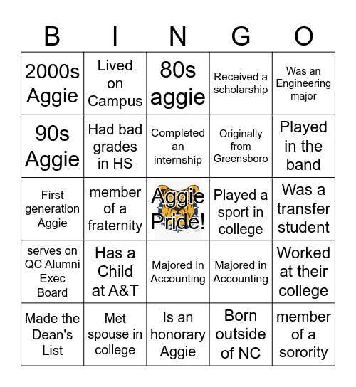 Aggie Holiday Bingo Card