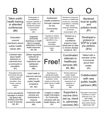 10 Essential Public Health Services Bingo Card