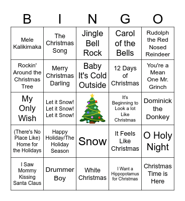 Christmas Music Bingo Card