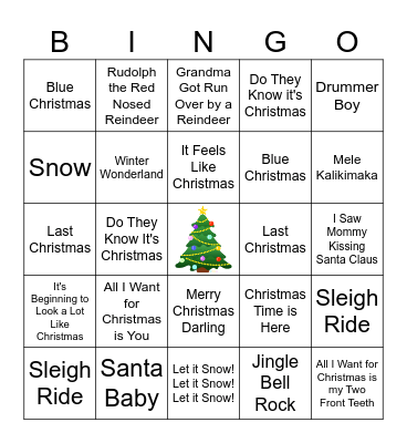 Christmas Music Bingo Card