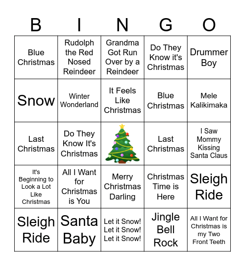 Christmas Music Bingo Card