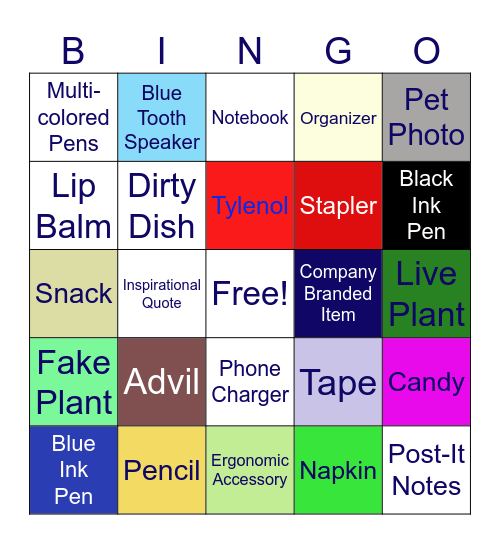 Desk Bingo Card