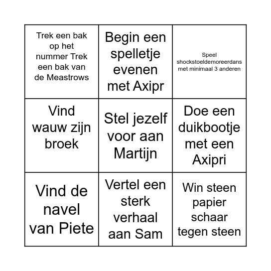 Axipr Bingo Card