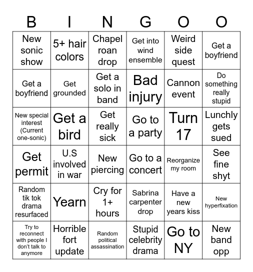 2025 Bingo Card