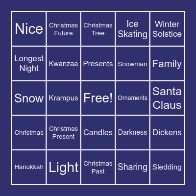 A Winter Tale Bingo Card