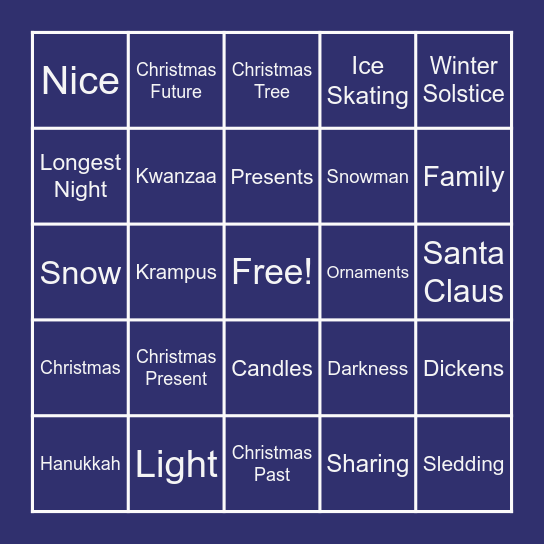 A Winter Tale Bingo Card