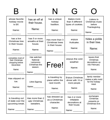 SMS Holiday Find a Dragon Who... Bingo Card