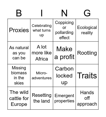 Rewilding BS Bingo! Bingo Card