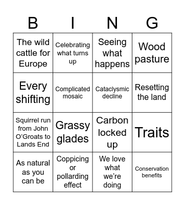 Rewilding BS Bingo! Bingo Card