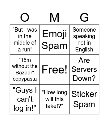 Bazaar Patch Bingo Card
