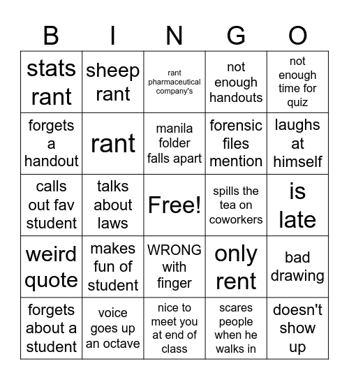 math bingo Card