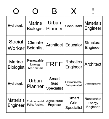 OOBX Career Bingo Card