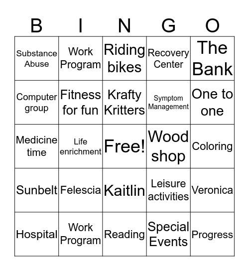 NEFSH bingo Card