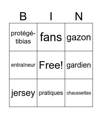 Soccer Bingo Card