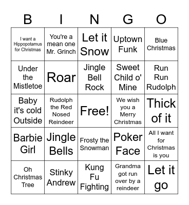 Music Bingo Card