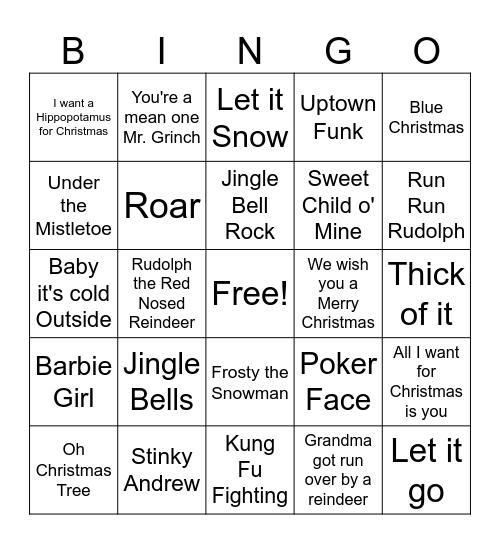Music Bingo Card