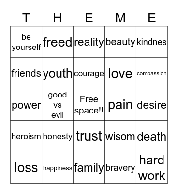 Theme Bingo Card