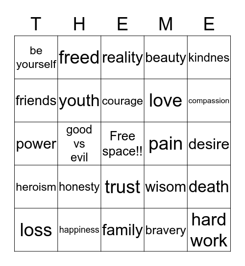 Theme Bingo Card