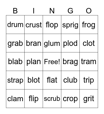 Blends Bingo Card