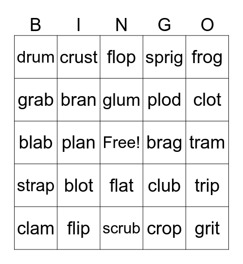 Blends Bingo Card
