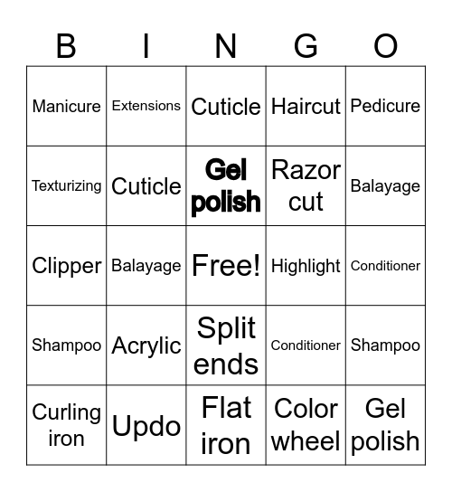 Cosmetology 1 Bingo Card