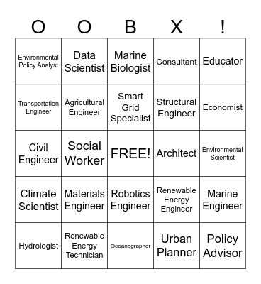 OOBX Career Bingo Card