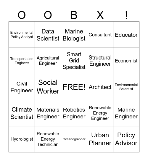 OOBX Career Bingo Card