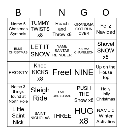CHRISTMAS BINGO Card