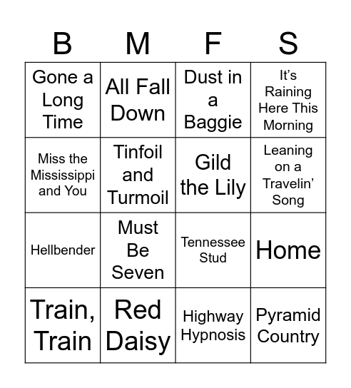 Memphis Bingo Card