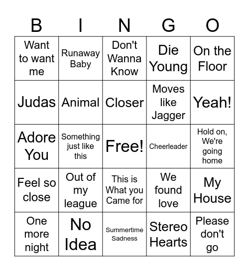 Link Crew 2010's Hits Bingo Card