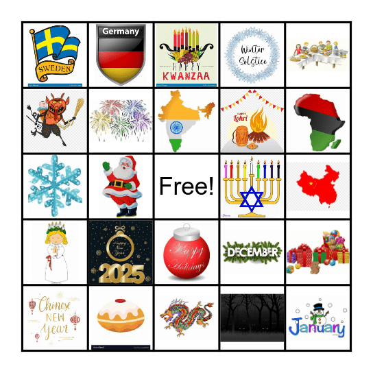 Winter World Holidays and Customs Bingo Card