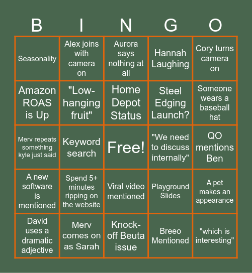 Beuta x Quiet Owl Meeting Bingo Card