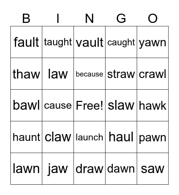 au/aw Bingo Card