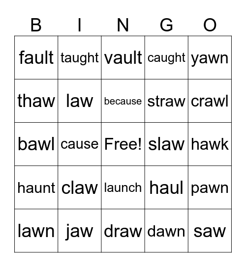 au/aw Bingo Card